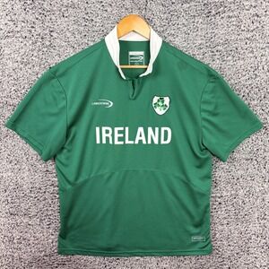 Landsdowne Ireland Rugby Shirt Mens Large Green Polo Jersey Drylans Performance